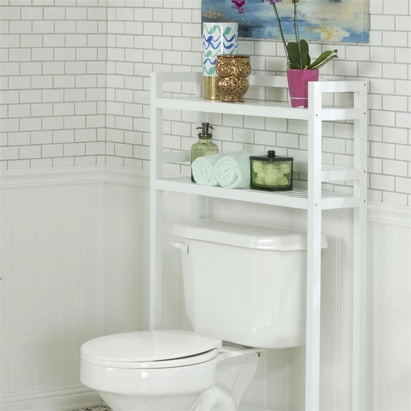 New Ridge Home Goods Dunnsville 2-tier Solid Wood Bathroom Space Saver in White