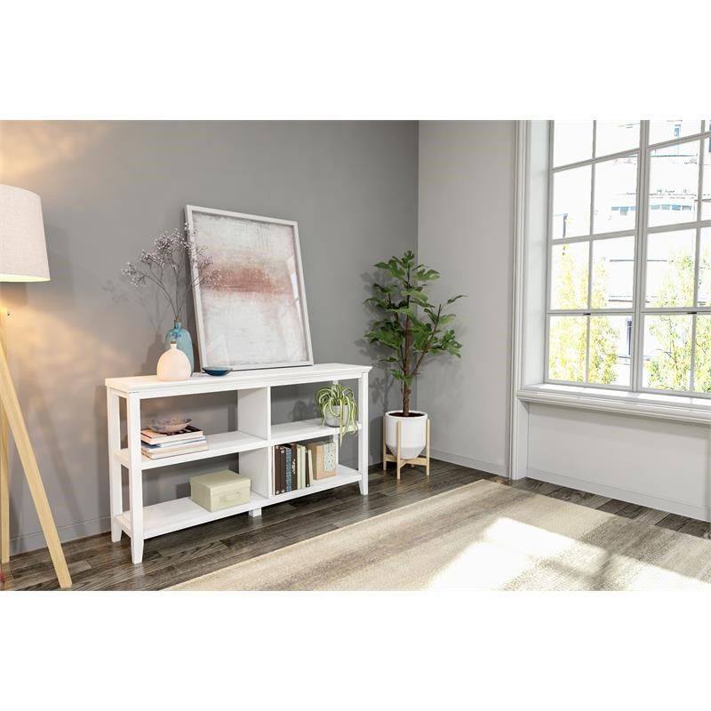 New Ridge Home Goods 2-tier Low Traditional Wooden Bookcase in White