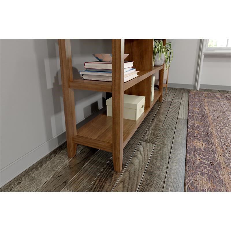 New Ridge Home Goods 2-tier Low Traditional Wooden Bookcase in Walnut