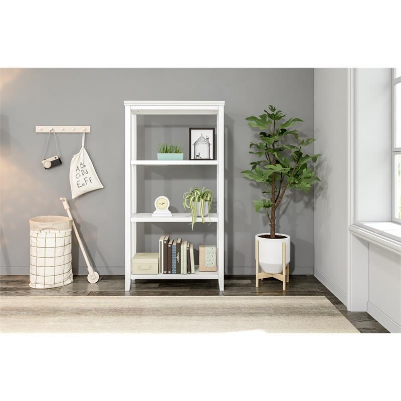 New Ridge Home Goods 3-tier Tall Traditional Wooden Bookcase in White