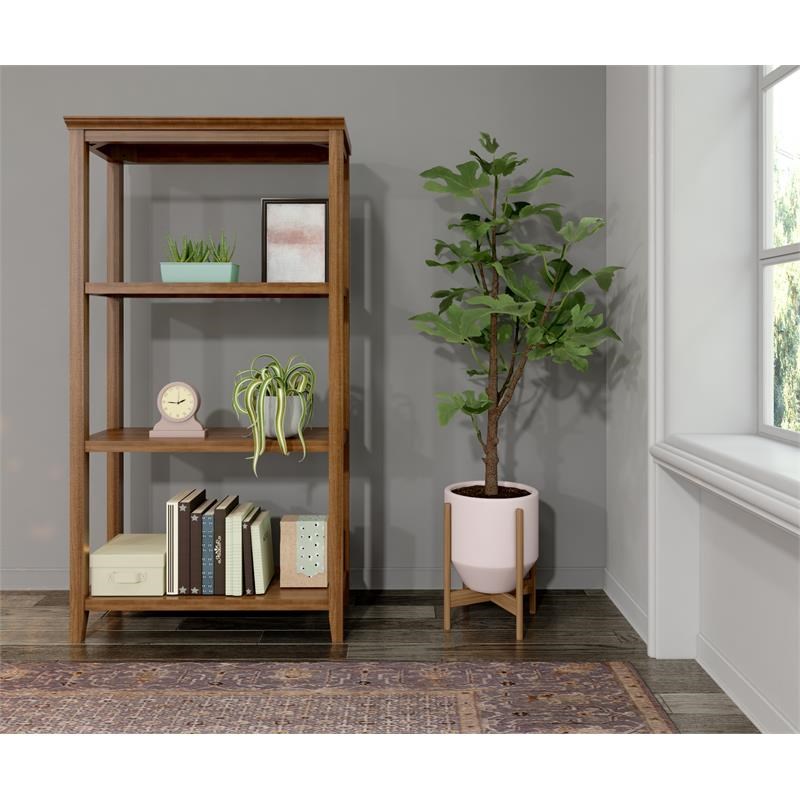 New Ridge Home Goods 3-tier Tall Traditional Wooden Bookcase in Walnut