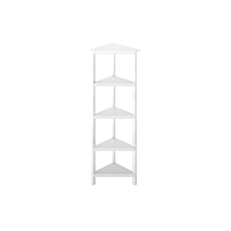 New Ridge Home Goods 4-tier Corner Traditional Wooden Bookcase in White