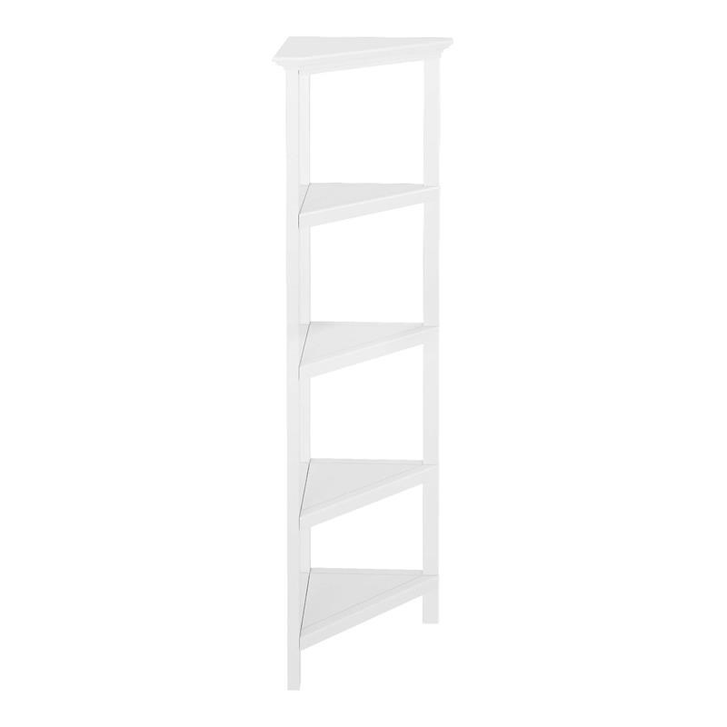 New Ridge Home Goods 4-tier Corner Traditional Wooden Bookcase in White