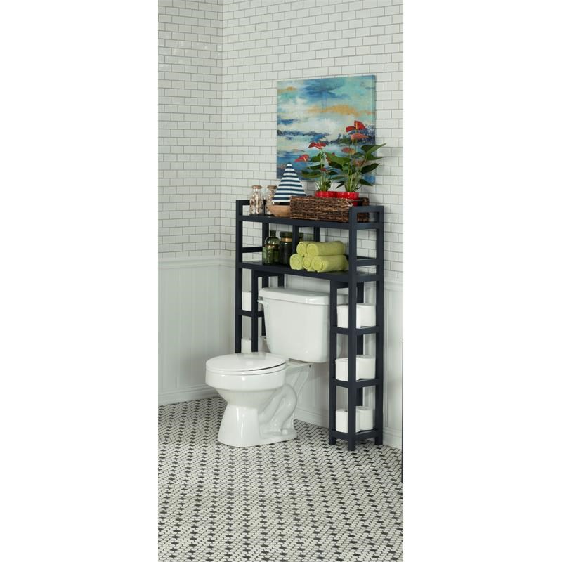 New Ridge Home Goods Dunnsville 2-tier Wood Bathroom Space Saver in Gray