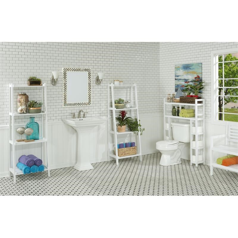 New Ridge Home Goods Dunnsville 2-tier Wood Bathroom Space Saver in White