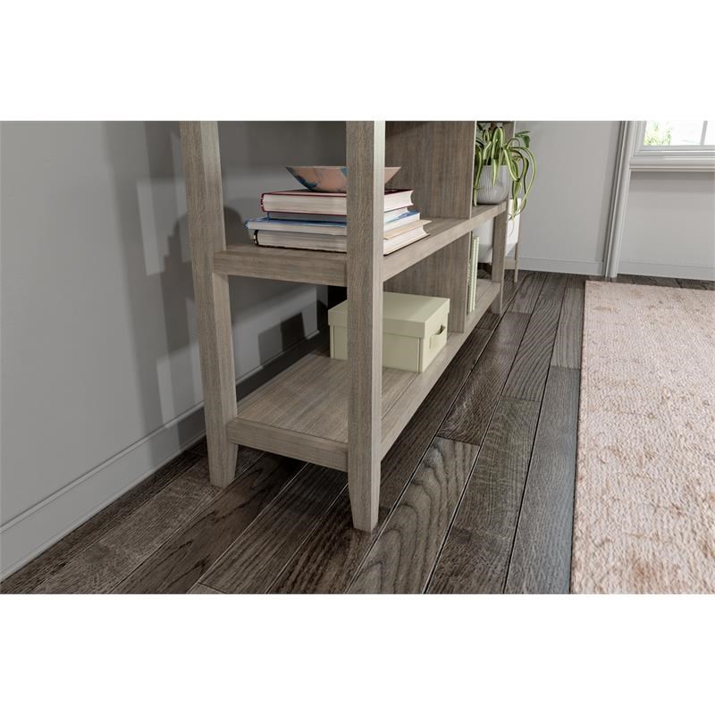 New Ridge Home Goods 2-tier Low Traditional Wooden Bookcase in Washed Gray