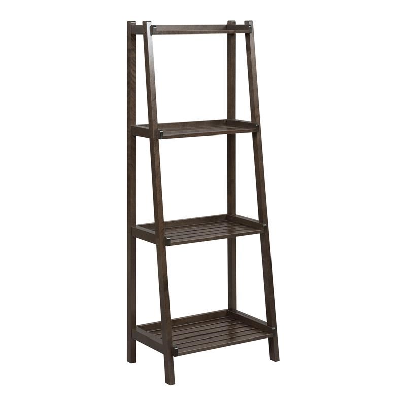 New Ridge Home Goods Dunnsville 4-tier Wood Ladder Shelf Bookcase in Espresso
