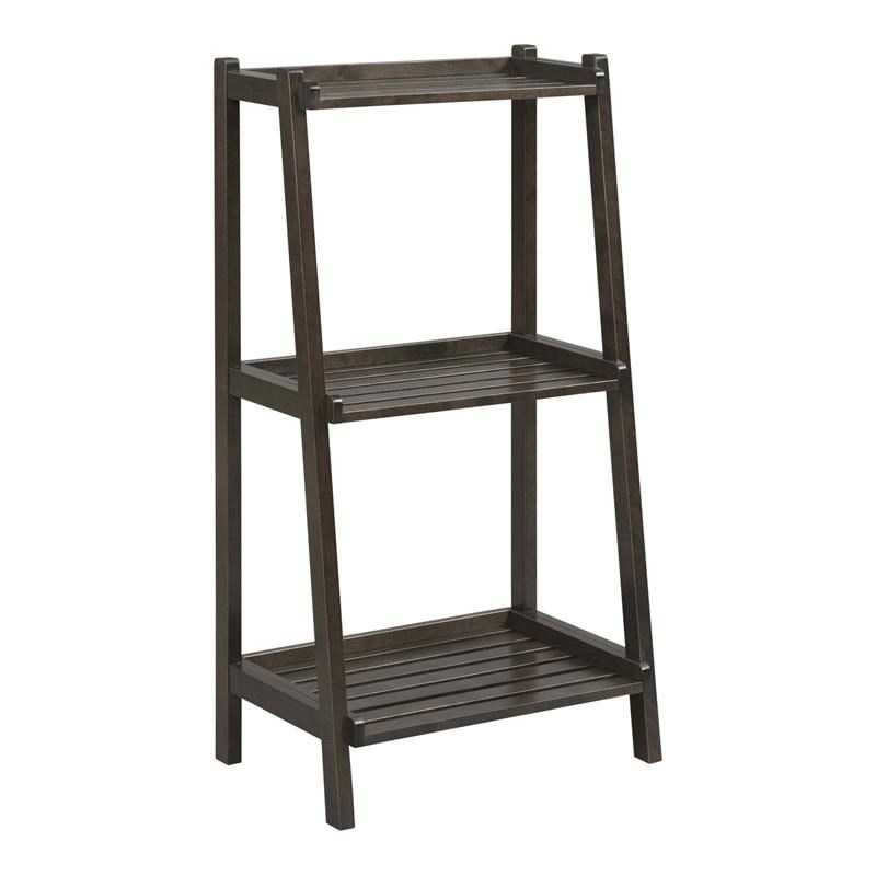 New Ridge Home Goods Dunnsville 3-tier Wood Ladder Shelf Bookcase in Espresso