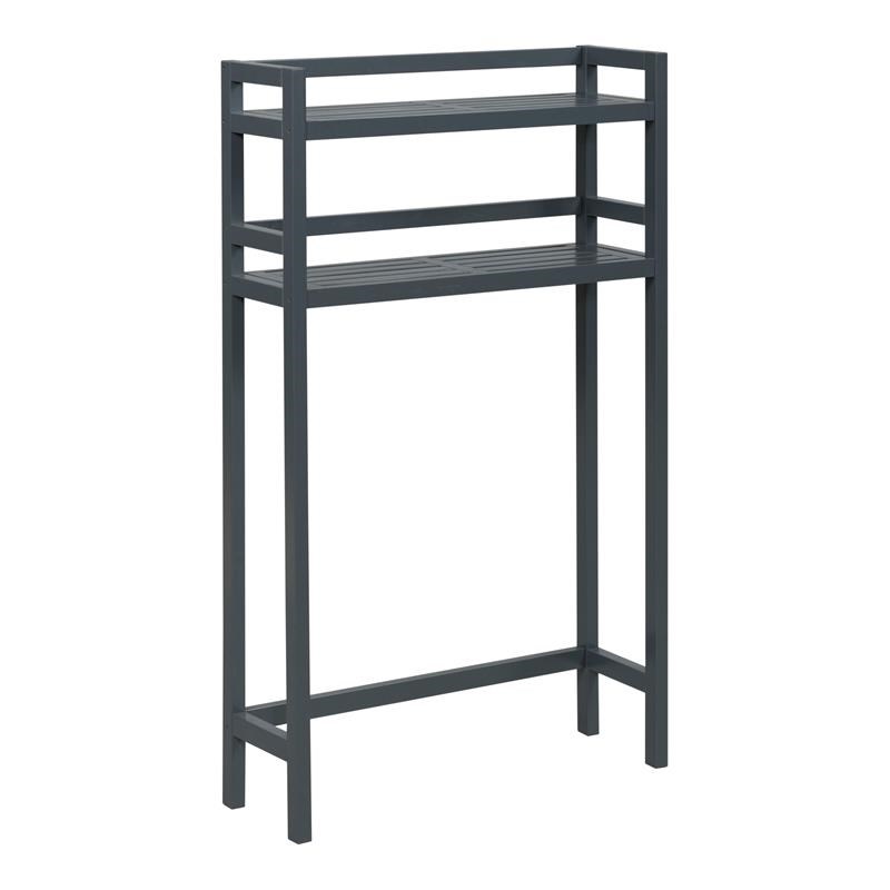 New Ridge Home Goods Dunnsville 2-tier Solid Wood Space Saver in Graphite Gray
