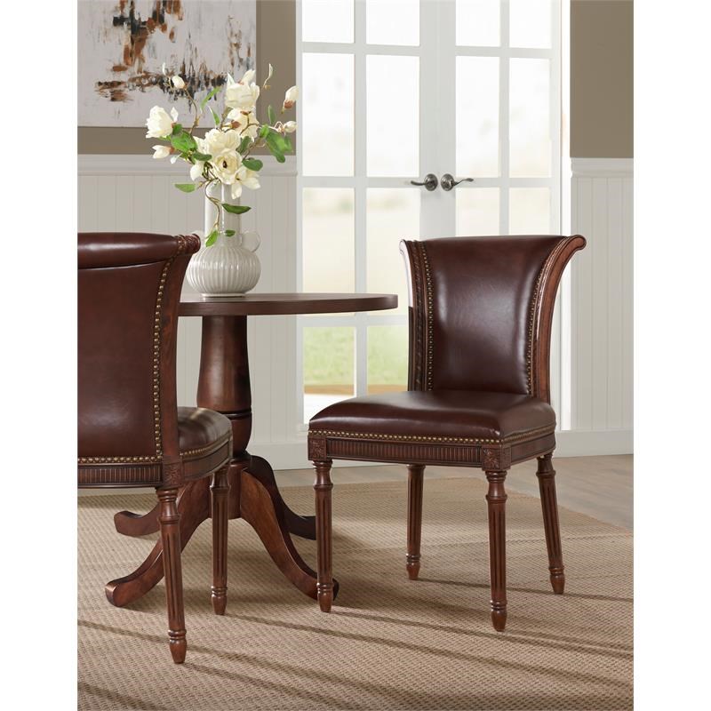 new ridge home goods chapman 20" faux leather dining chair in walnut