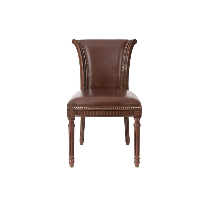 new ridge home goods chapman 20" faux leather dining chair in walnut