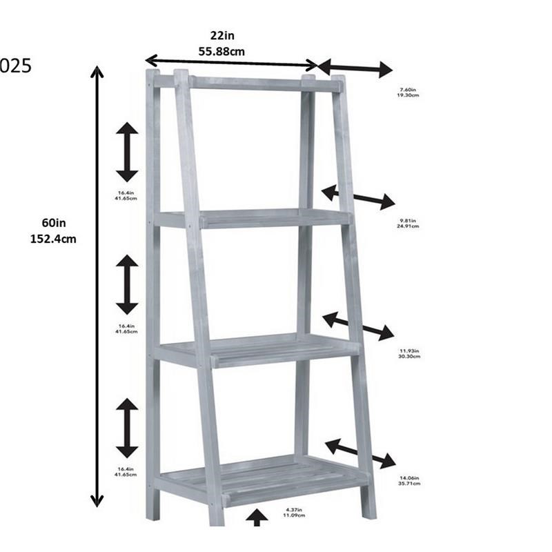 New Ridge Home Goods Dunnsville 4-tier Solid Wood Ladder Shelf Bookcase in White