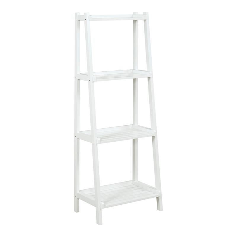 New Ridge Home Goods Dunnsville 4-tier Solid Wood Ladder Shelf Bookcase in White