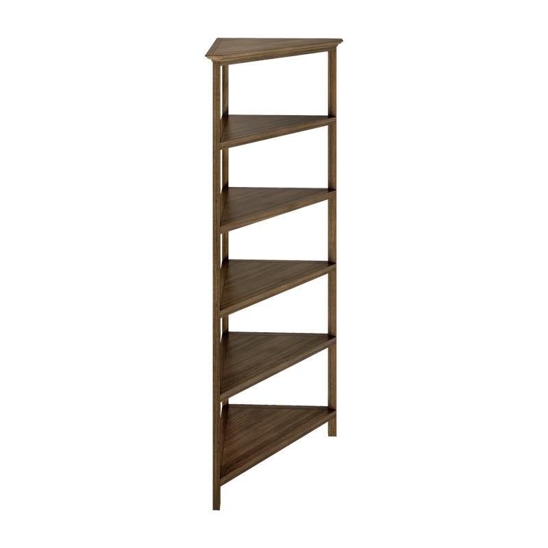NewRidge 5-Tier Corner Wooden Bookcase Walnut