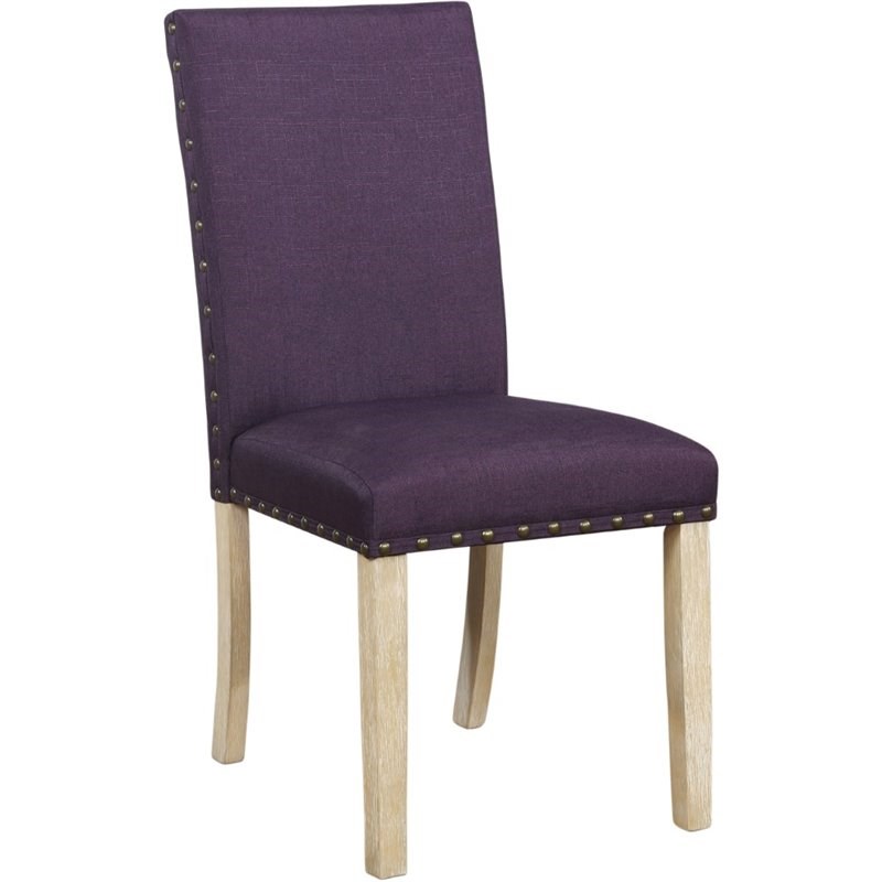 Nathaniel Home Sean NHI Express Fabric Dining Side Chair in Purple (Set of 2)