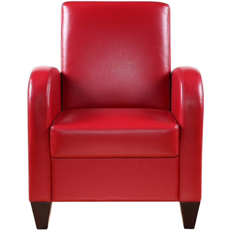 Nathaniel Home David Faux Leather Upholstered Accent Arm Chair in Red