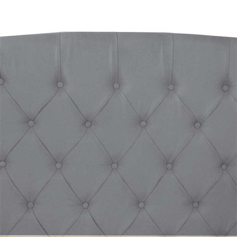 Nathaniel Home Jayce Fabric Button Tufted Queen Shelter Panel Bed in Gray