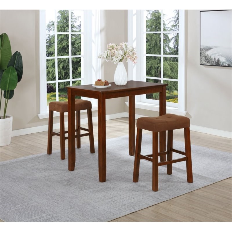 Nathaniel Home Jude 3 Piece Solid Wood Counter Height Dining Set in Oak