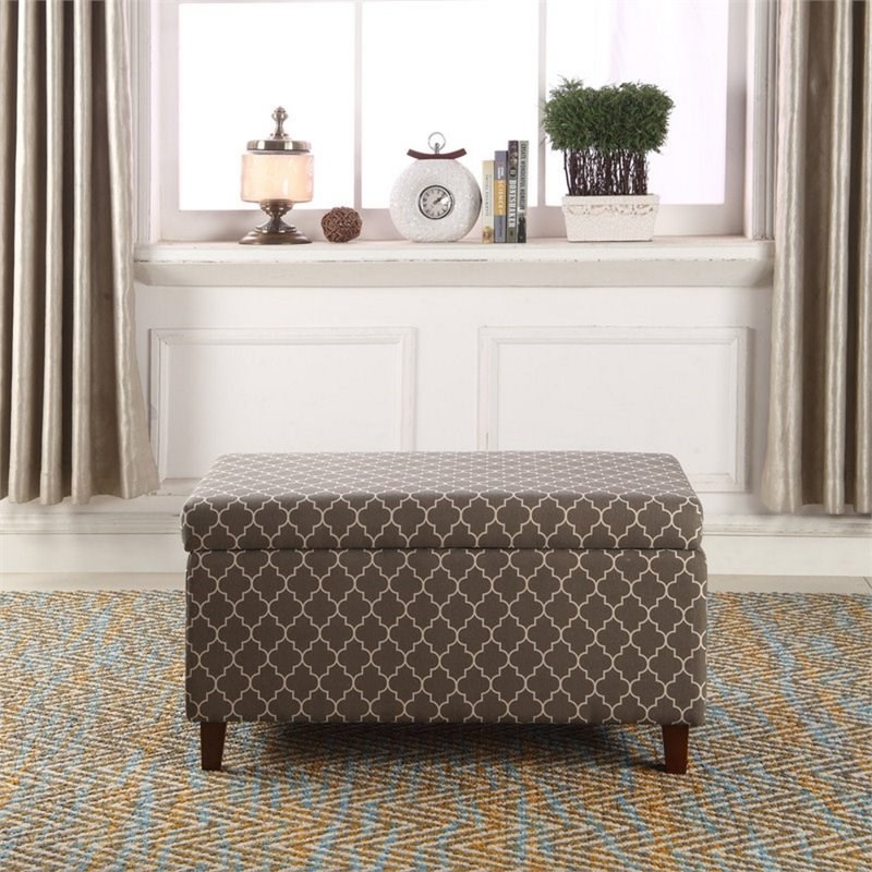 Nathaniel Home Vanessa Fabric Upholstered Chain Patterend Storage Ottoman