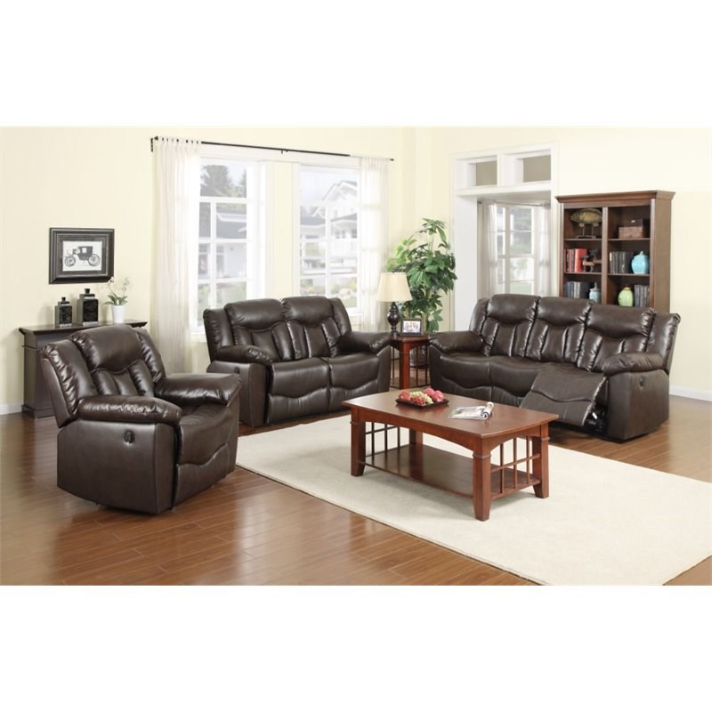 Nathaniel Home James Leather Upholstered Reclining Loveseat in Brown