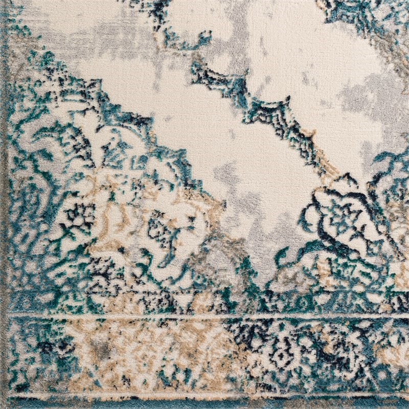 Addison Rugs Grayson 8' x 10' Medallion Farmhouse Fabric Area Rug in Blue/Ivory