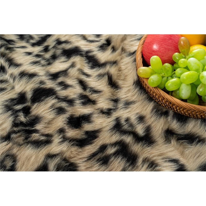 MDA Home Luxury Abstract Brown Leopard Print Polyester Area Rug - 6' x 9'