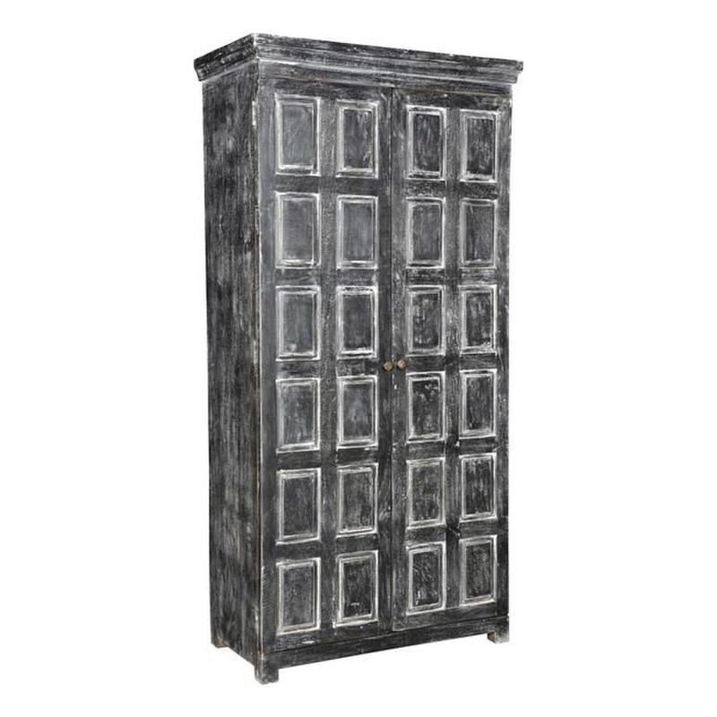 Martin Solid Wood 2 Door Cabinet in Distressed Gray Finish
