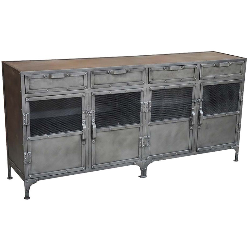 Sheridan Metal Buffet with 4 Drawers and 4 Doors in Gray