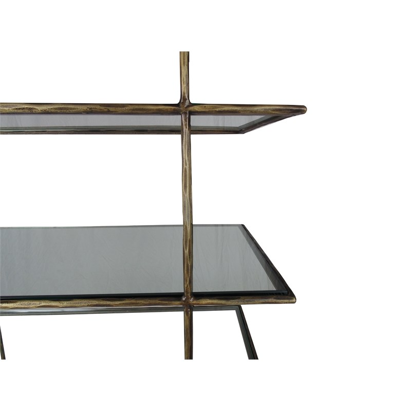 Marlon Glass Display Stand with Gold-Finished Forged-Iron Frame