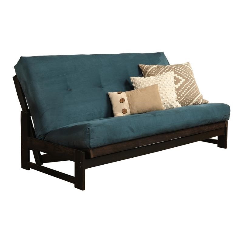 Kodiak Furniture Aspen Futon with Suede Fabric Mattress in Mocha/Blue