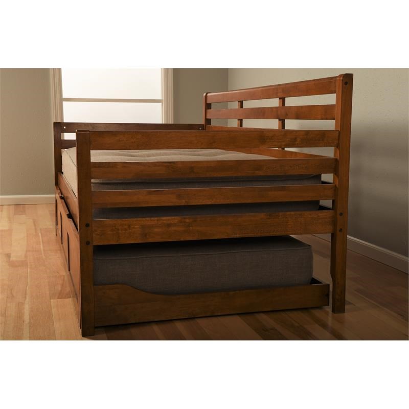 Kodiak Furniture Boho Twin Traditional Solid Wood Daybed with Trundle ...