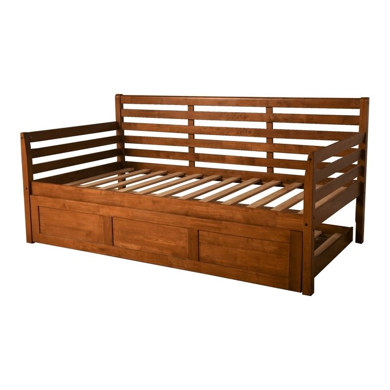 Kodiak Furniture Boho Twin Traditional Solid Wood Daybed with Trundle