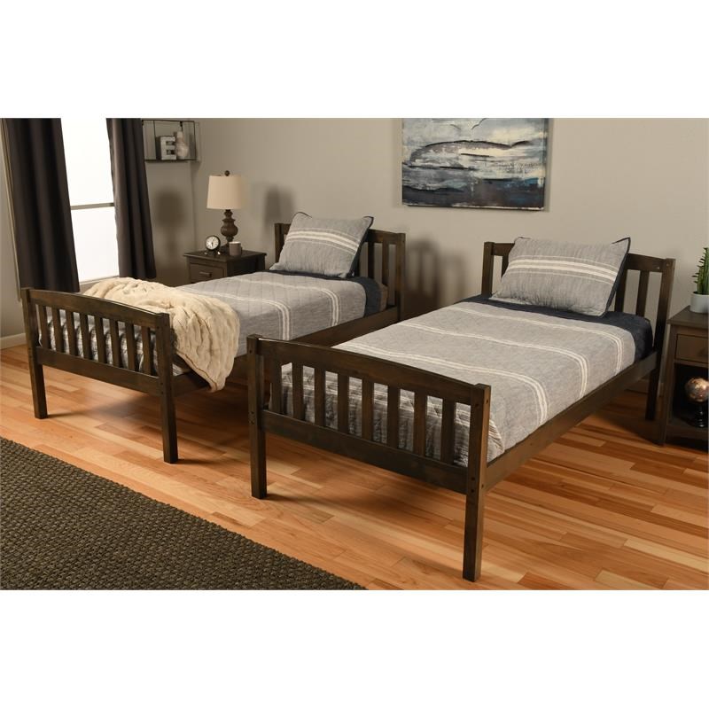 Kodiak Furniture Claire Twin/Twin Bunk Solid Wood Bed in Rustic Walnut