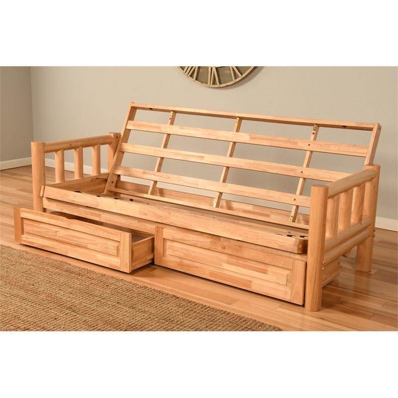 Kodiak Furniture Lodge Solid Wood Futon with Storage Drawers in Natural