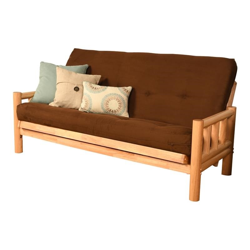 Kodiak Furniture Lodge Futon with Suede Fabric Mattress in Natural/Brown