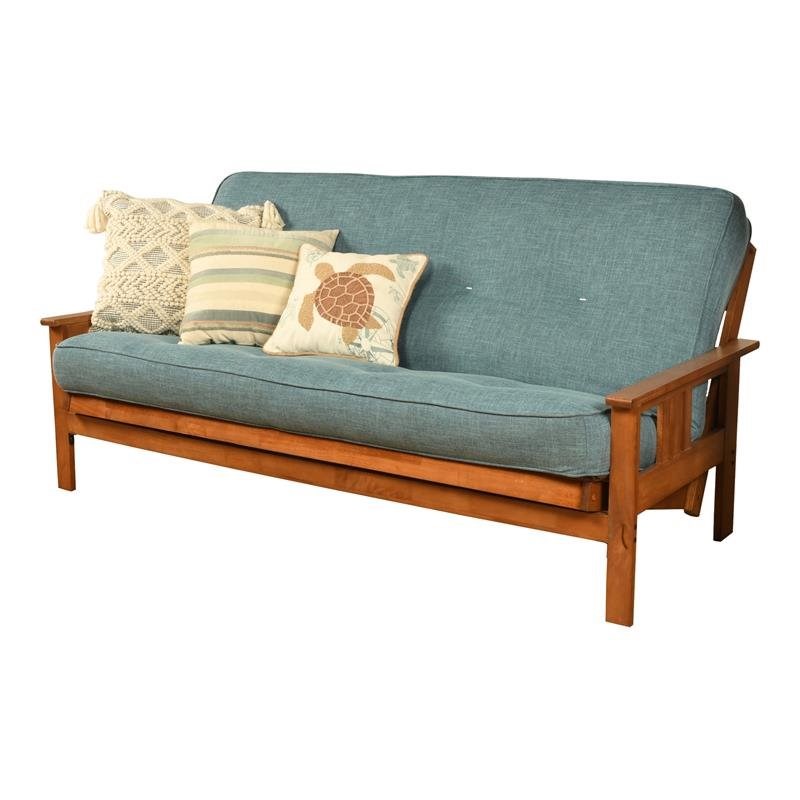 Kodiak Furniture Monterey Full Futon with Linen Fabric Mattress in Barbados/Blue