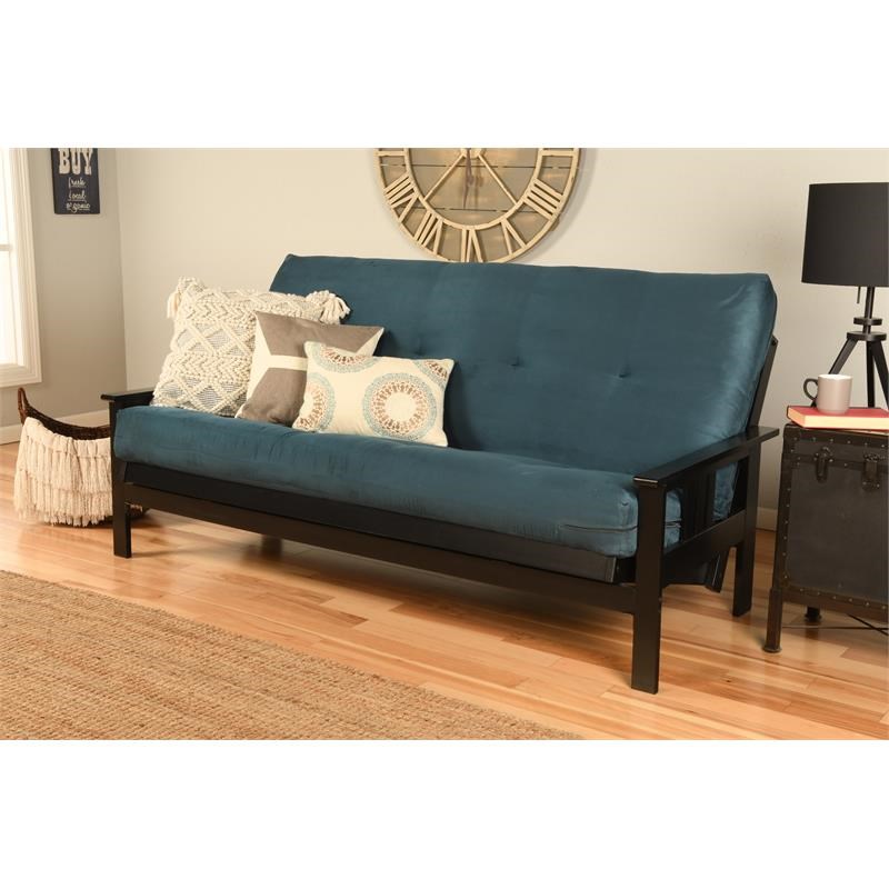 Kodiak Furniture Monterey Futon with Suede Fabric Mattress in Blue/Black
