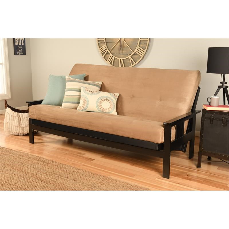 Kodiak Furniture Monterey Futon with Suede Peat Fabric Mattress in Tan/Black