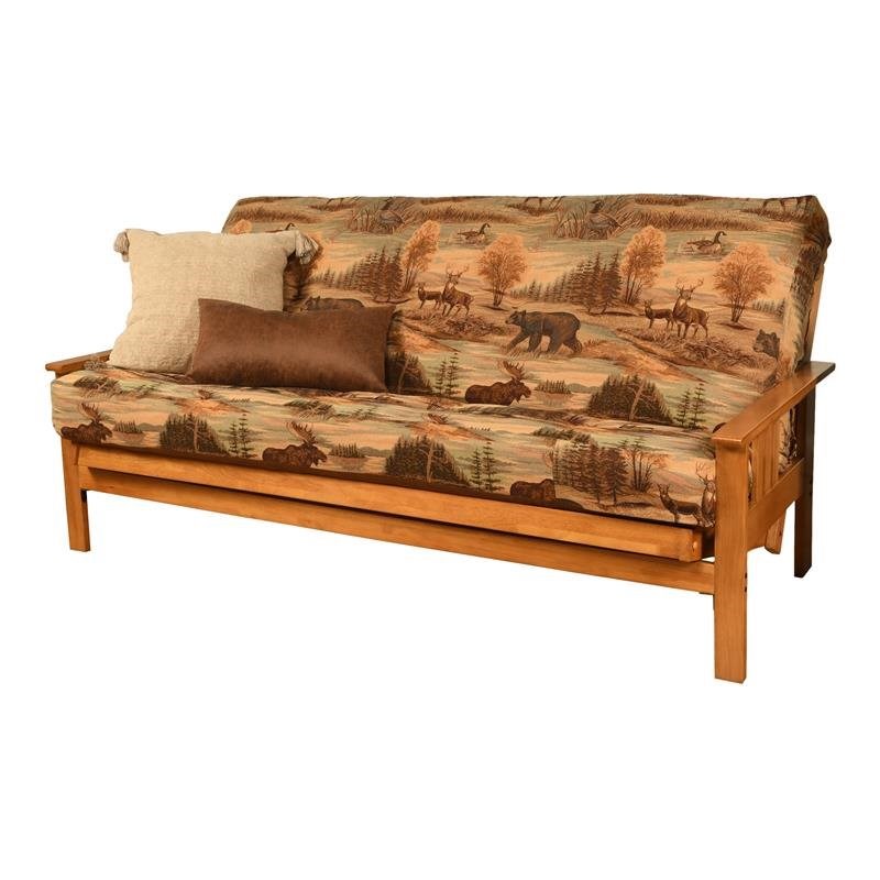 Kodiak Furniture Monterey Futon with Canadian Print Mattress in Brown/Butternut