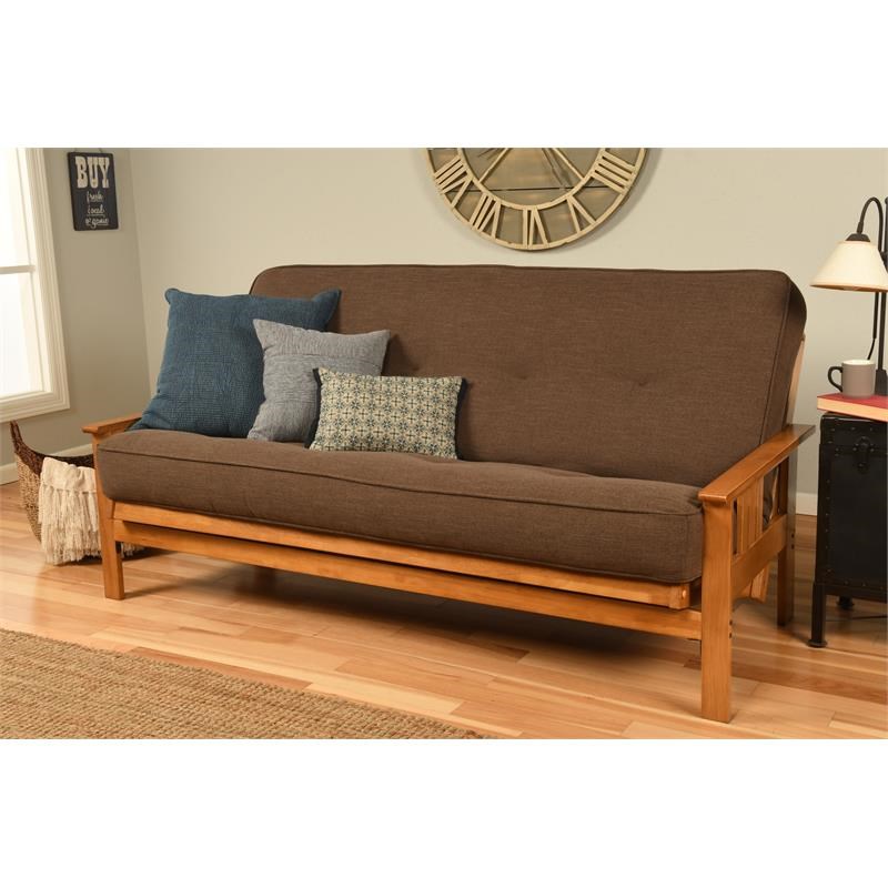 Kodiak Furniture Monterey Futon with Linen Fabric Mattress in Butternut/Brown