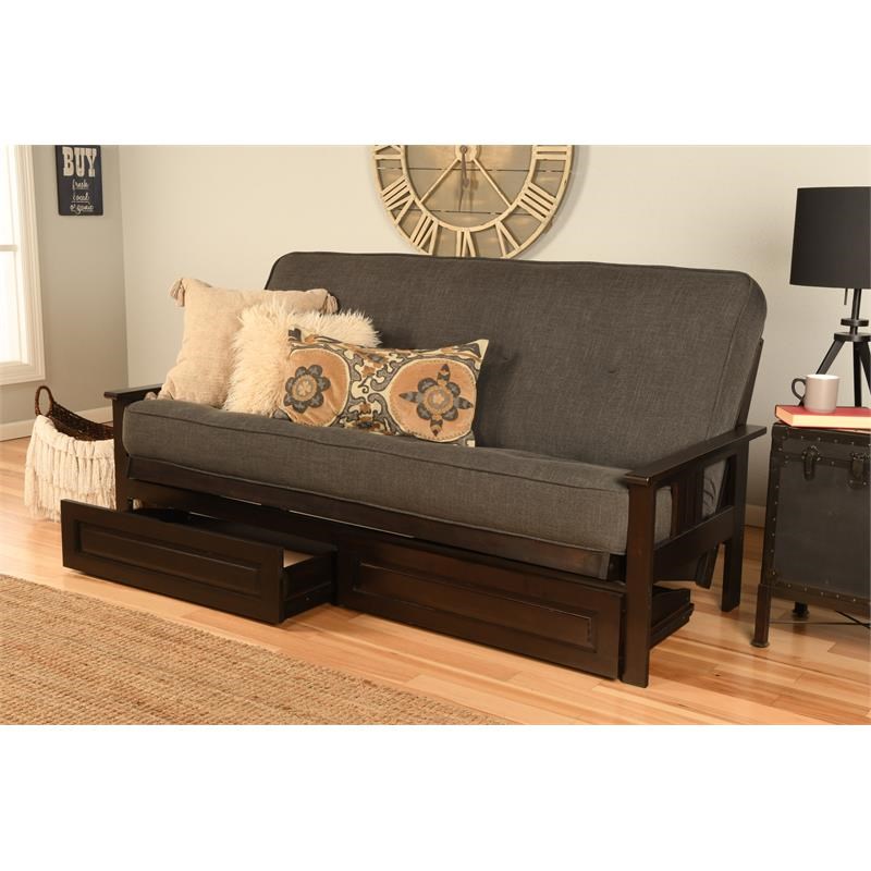 Kodiak Furniture Monterey Frame with Fabric Mattress in Espresso/Charcoal Gray