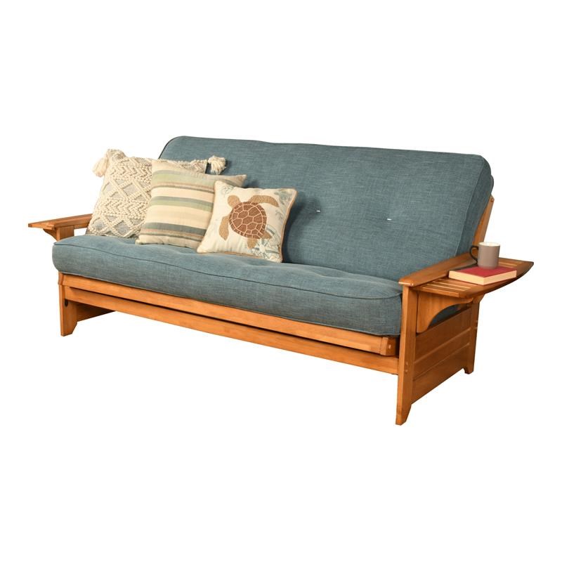 Kodiak Furniture Phoenix Frame with Linen Fabric Mattress in Aqua Blue/Butternut