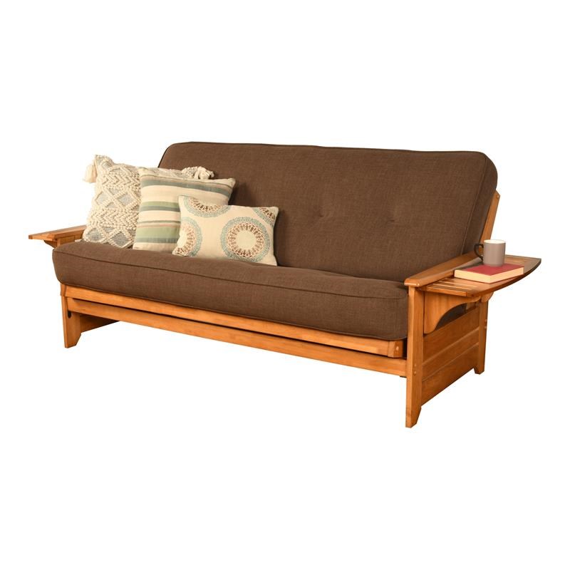 Kodiak Furniture Phoenix Frame with Linen Fabric Mattress in Brown/Butternut