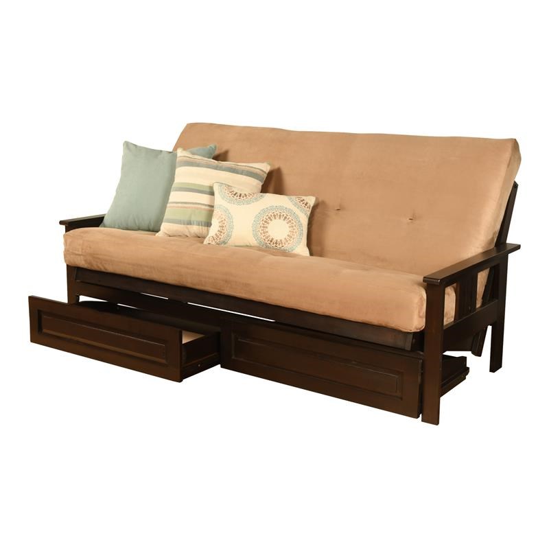 Kodiak Furniture Monterey Full Frame with Suede Fabric Mattress in Espresso/Tan
