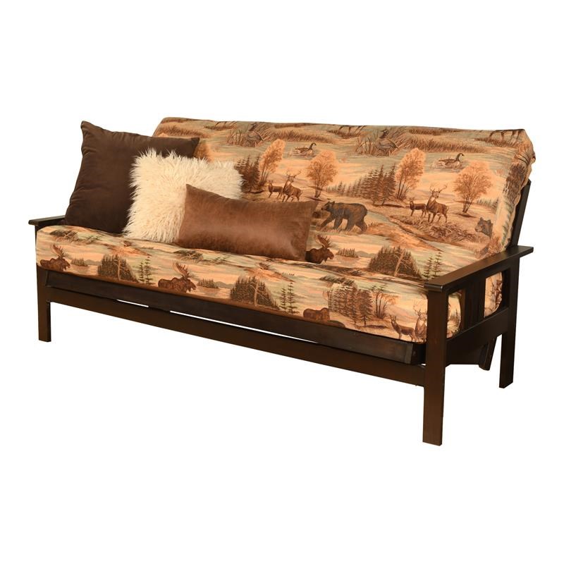 Kodiak Furniture Monterey Futon with Canadian Fabric Mattress in Brown/Espresso