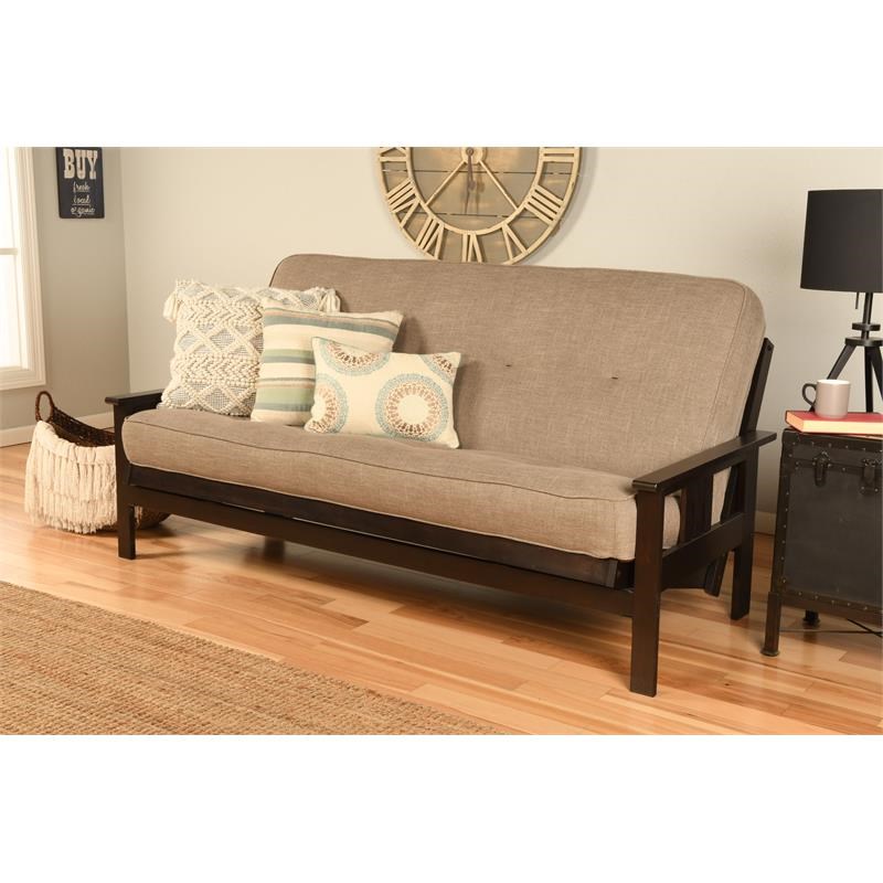 Kodiak Furniture Monterey Frame with Linen Fabric Mattress in Gray/Espresso