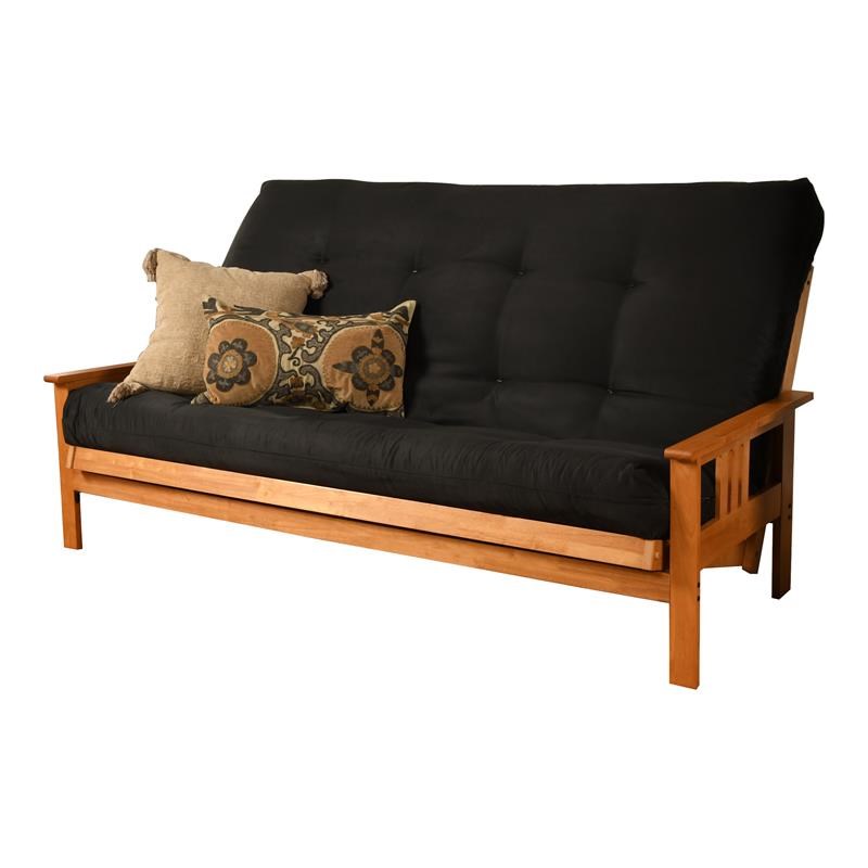 Kodiak Furniture Monterey Futon Frame with Fabric Mattress in Black/Butternut