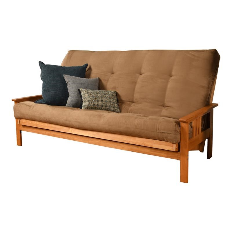 Kodiak Furniture Monterey Futon Frame with Fabric Mattress in Tan/Butternut