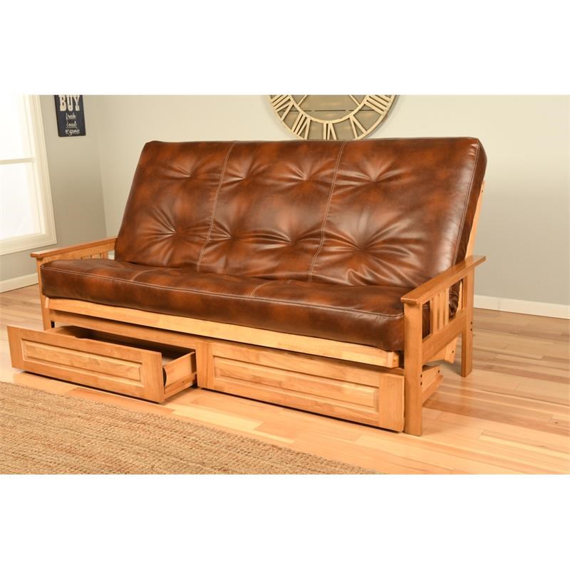 Kodiak Furniture Monterey Butternut Queen-size Storage Futon and Brown Mattress