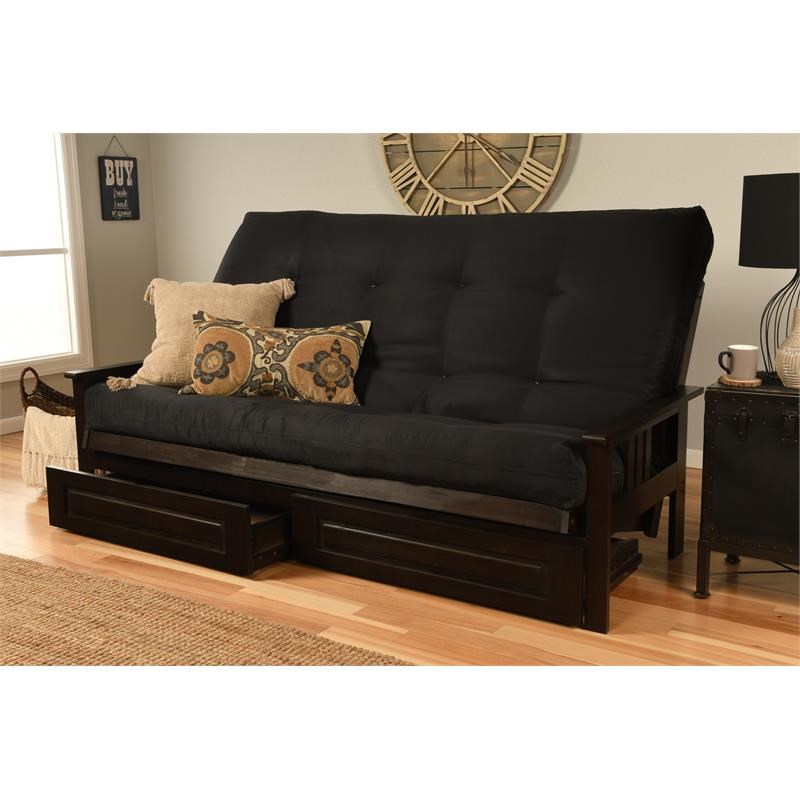 Kodiak Furniture Monterey Storage Frame with Fabric Mattress in Black/Espresso